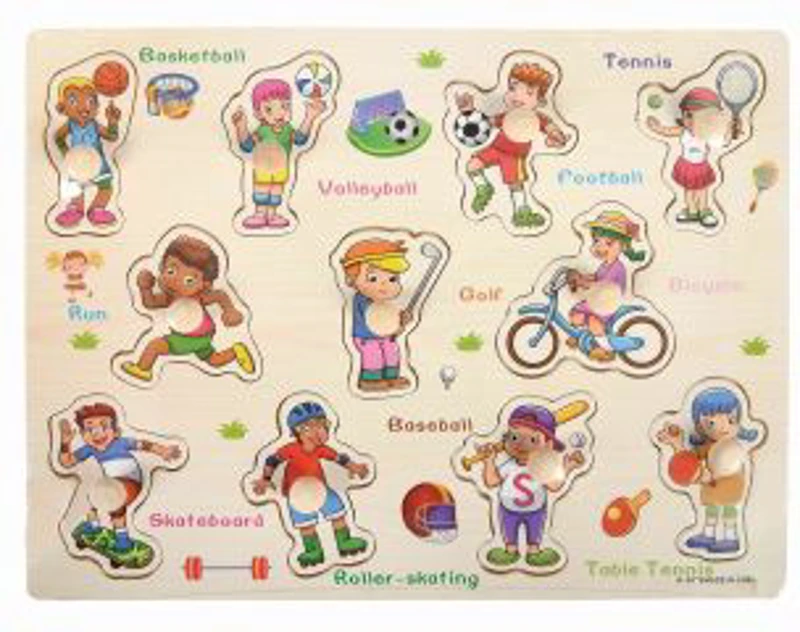 Puzzle lemn educativ - Activitati sportive, 11 piese, 3+ ani, Colorarte, A-3019