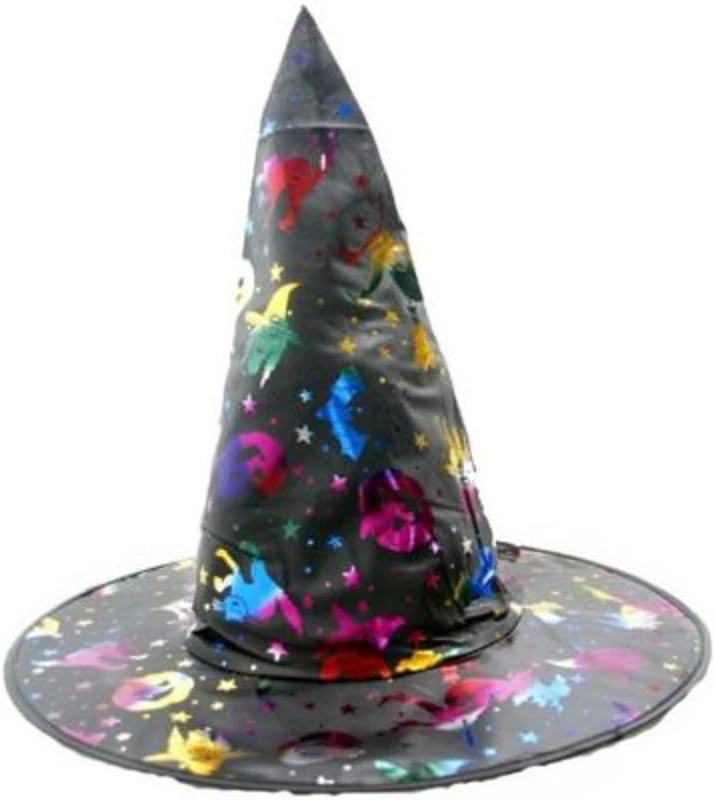 Palarie de vrajitoare PartyTime Halloween, cu diverse desene printate