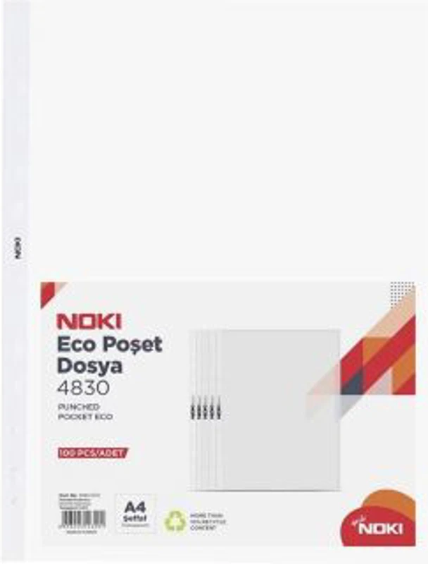 Folie de protectie Noki 4830-ECO, A4, portret, 40 microni, plastic, transparent, set 100 buc