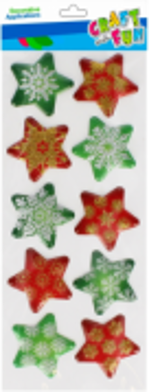 Abtibilduri stelute Craciun, 40x40 mm, pentru ferestre, set 10 buc, Craft with Fun, 521659