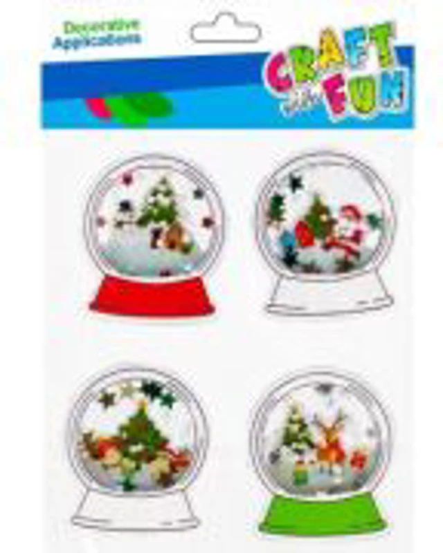 Forme decorative, hartie gumata autoadeziva, glob de Craciun, diverse culori, set 4 buc, Craft with Fun, 501364