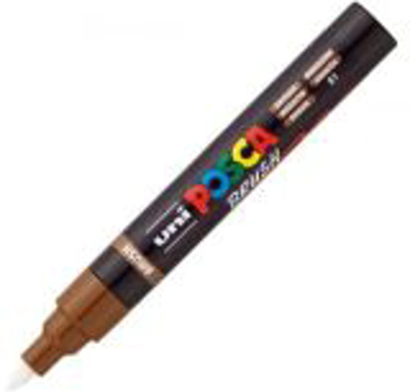 Marker UNI PC-5BR, varf pensula, 1-4 mm, maro, Posca (M1614)