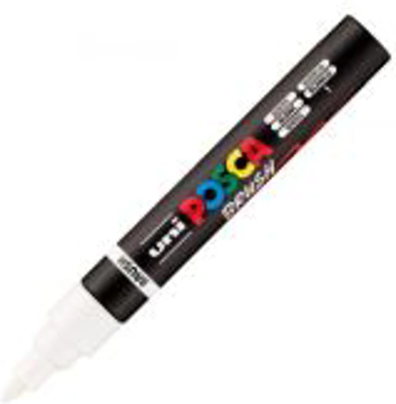 Marker UNI PC-5BR, varf pensula, 1-4 mm, alb, Posca (M1604)
