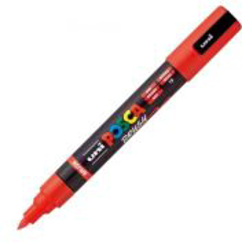 Marker UNI PC-5BR, varf pensula, 1-4 mm, rosu, Posca (M1613)