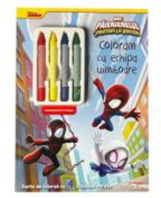 Disney. Marvel. Paienjenelul si prietenii lui uimitori. Coloram cu echipa uimitoare. Carte de colorat cu 4 creioane cerate