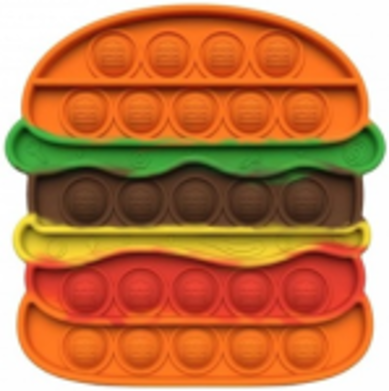 Jucarie antistres din silicon Flippy, pop it now and flip it hamburger portocaliu
