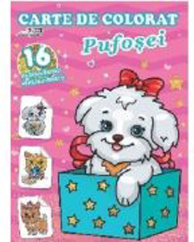 Pufosei. Carte de colorat cu 16 autocolante stralucitoare