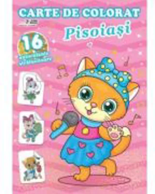 Pisoiasi. Carte de colorat cu 16 autocolante stralucitoare