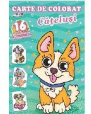 Catelusi. Carte de colorat cu 16 autocolante stralucitoare