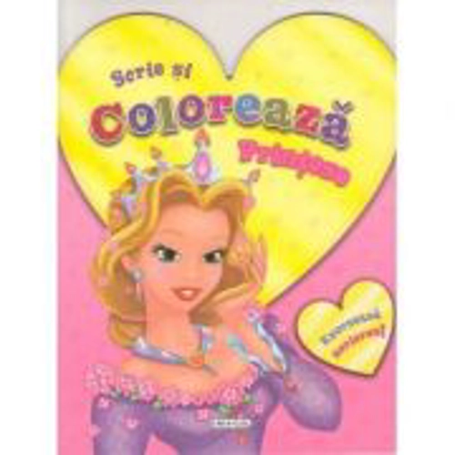 Scrie si coloreaza printese. Roz