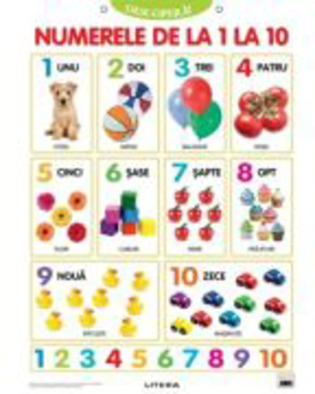 Descopera! Numerele de la 1 la 10 (planse educationale)