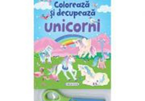 Coloreaza si decupeaza unicorni (albastru)