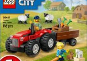 LEGO City. Tractor de ferma rosu cu remorca si oi 60461, 116 piese
