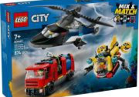 LEGO City. Elicopter, camion de pompieri si submarin remixate 60462, 874 piese