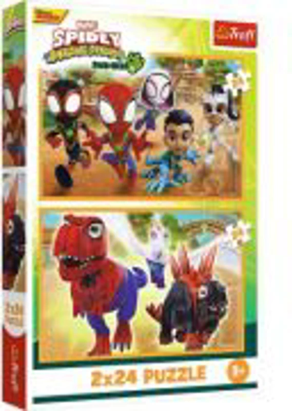 PUZZLE TREFL 2X24 SPIDEY AND HIS AMAZING FRIENDS DINO-WEBS SPIDEY SI DINOZAURII