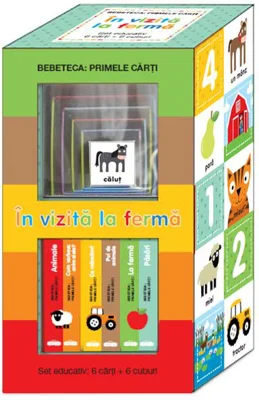 În vizită la fermă. Set educativ 6 cărți + 6 cuburi - Board book - Prut