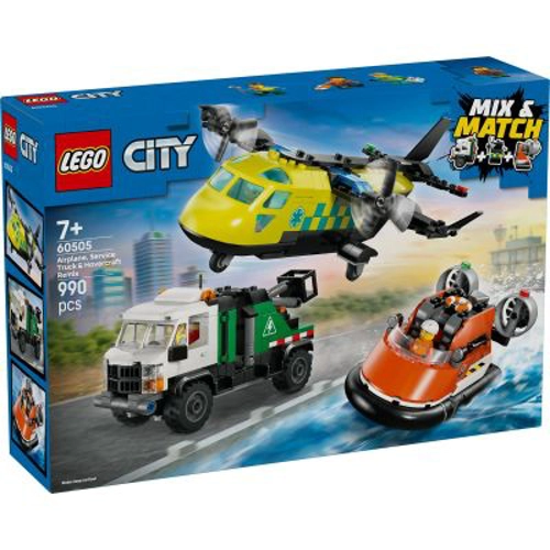 LEGO City. Avion, autospeciala de service si aeroglisor in versiuni adaptate 60505, 990 piese