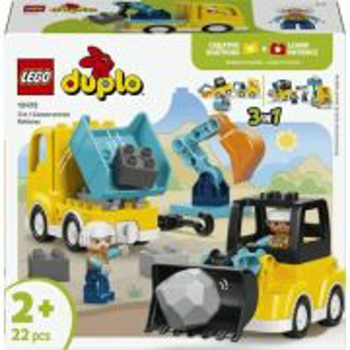 LEGO DUPLO Town. Vehicule de constructii 3 in 1 10475, 22 piese