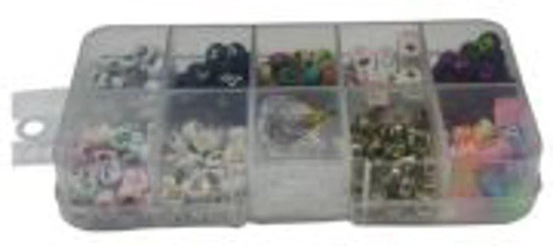 Accesorii creatie - margele litere, zambareti plastic, diverse culori, cutie forma dreptunghiulara, Cnx