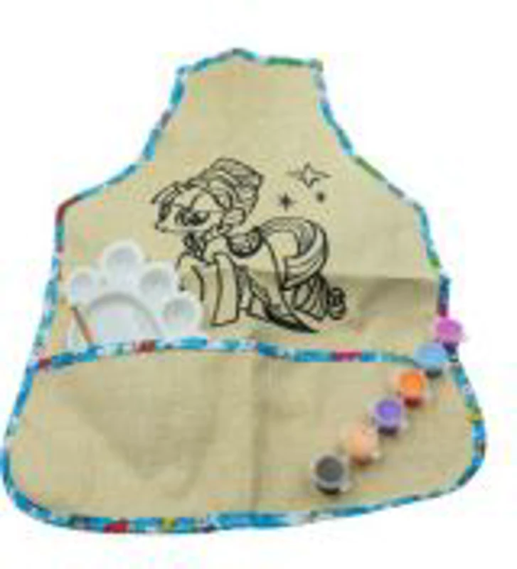 Set pictura - 4 piese - sort protectie haine iuta + paleta + 6 culori + pensula