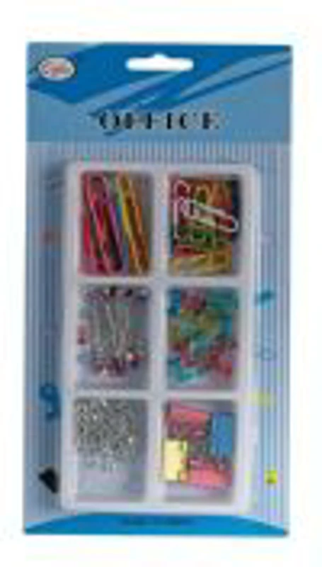 Accesorii set birou Cnx, 129 piese, diverse culori - agrafe, ace gamalie, ace tabla, clips