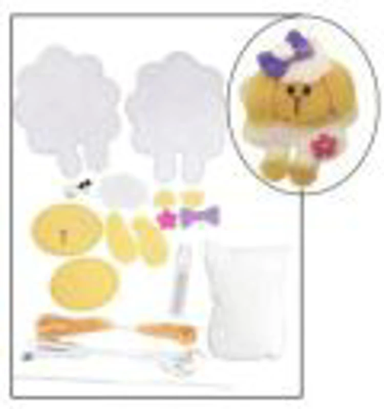 Set accesorii creatie catelus fetru, 14cm, ac plastic, ata, lipici, vata sintetica, instructiuni