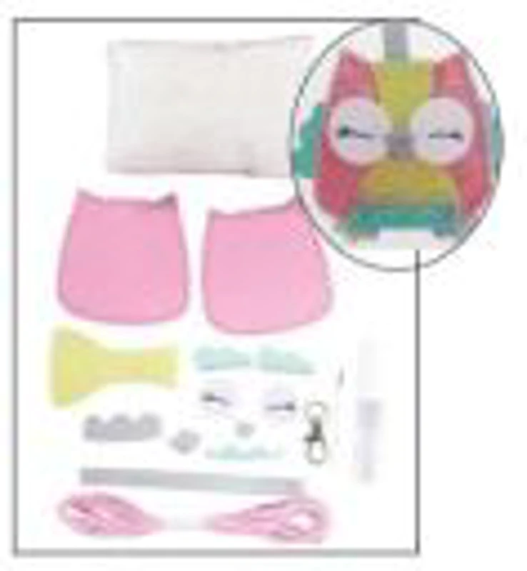 Set accesorii creatie bufnita fetru, 14cm, ac plastic, ata, lipici, vata sintetica, instructiuni