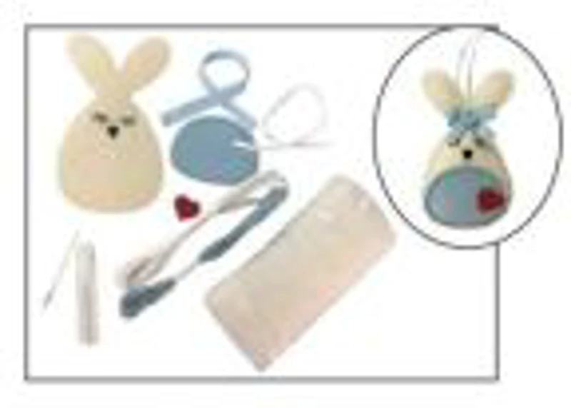 Set accesorii creatie iepure fetru, 14cm, ac plastic, ata, lipici, vata sintetica, instructiuni