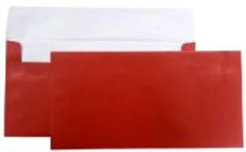 Plic color DL CNX, rosu metalizat, 120g/mp, 110x220mm, autoadeziv, set 10 buc