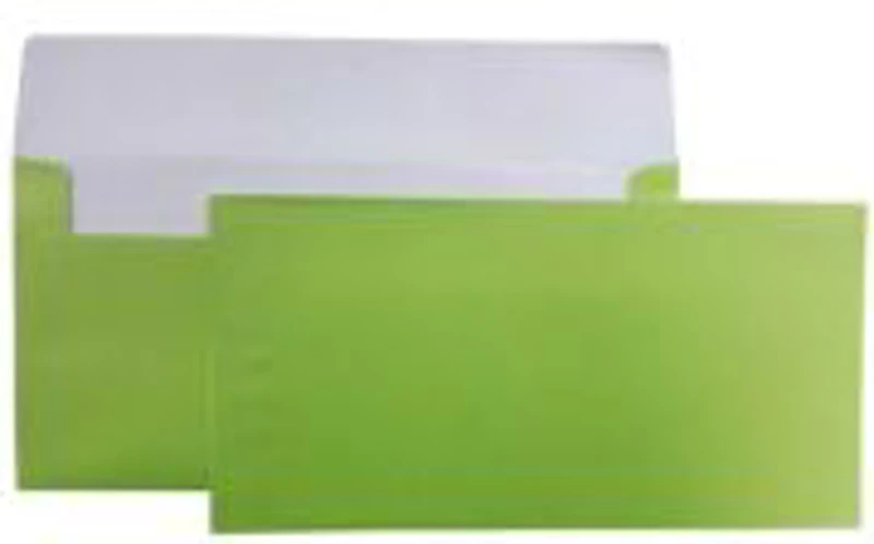 Plic color DL CNX, verde fistic metalizat, 120g/mp, 110x220mm, autoadeziv, set 10 buc