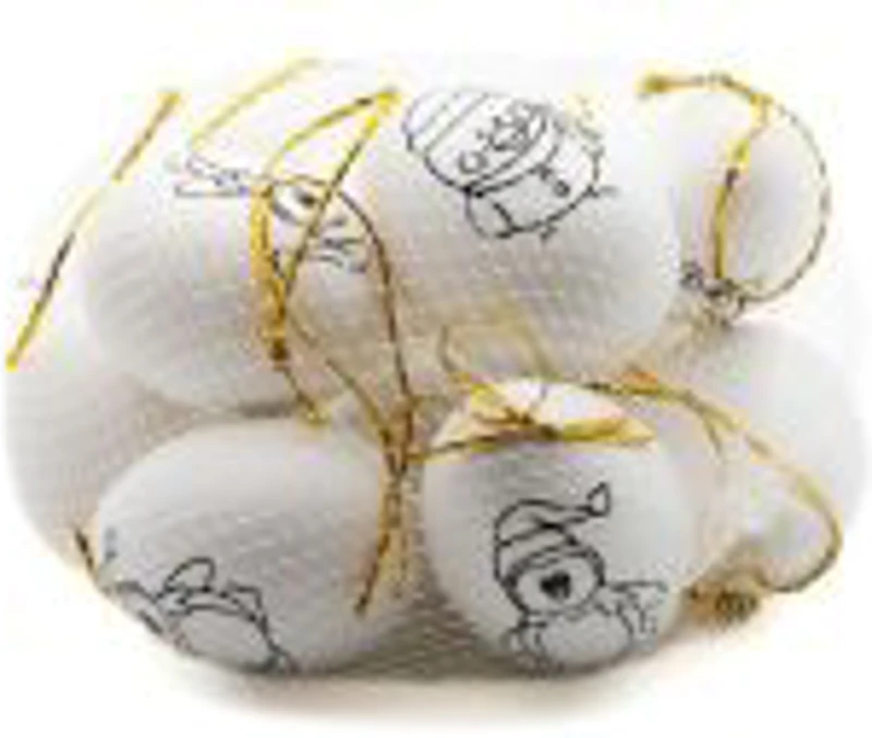Accesorii creatie - glob ou alb cu desene, decoratiune Craciun, pentru pictat / colorat, 6 cm, set 12 buc, Colorarte
