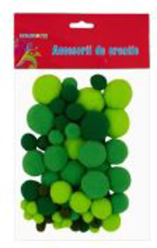 Accesorii creatie - Pom Pom, verde, 10-30mm, set 70 buc, Colorarte, MY25