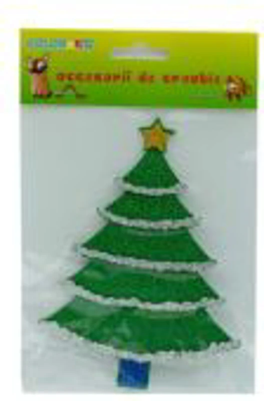 Accesorii creatie - brad, sticker gumat cu sclipici, 14cm, Colorarte