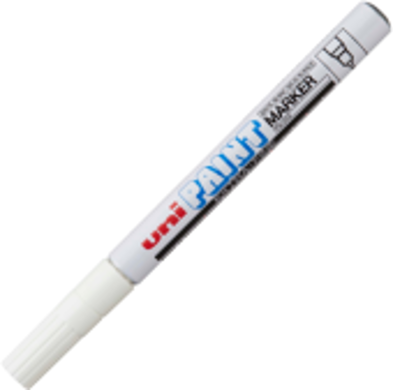 Marker cu vopsea UNI PX-203, varf fin metalic, 0. 8mm, alb