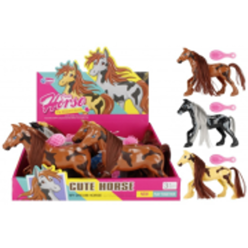 Figurina cal cu accesoriu MegaCreative 510700, 20cm, plastic, diverse culori, 3+ ani