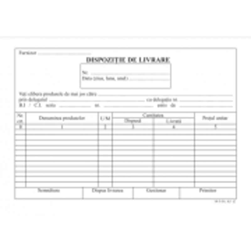 Tipizat - dispozitie livrare - A5, 2 exemplare, autocopiativ, carnet 50 seturi