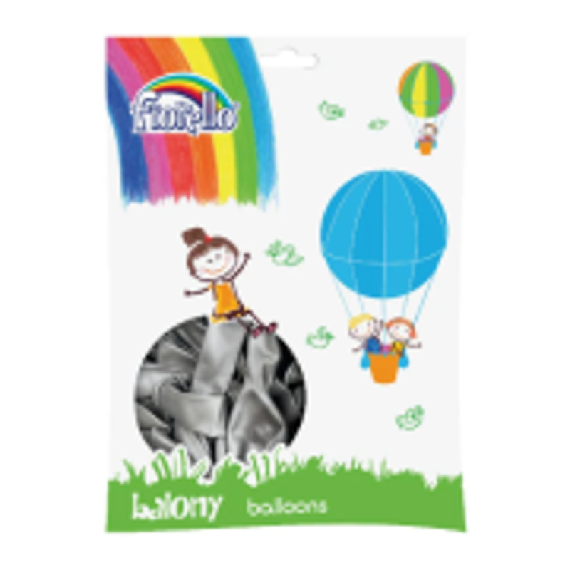 Baloane aniversare Fiorello, 25.4cm, argintiu metalizat, 170-2502, set 100 buc