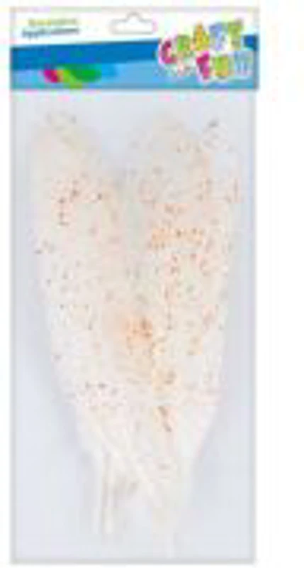 Accesorii creatie - pene, alb, 18-20cm, cu sclipici fluorescent, set 6 buc, Craft with Fun, 463670