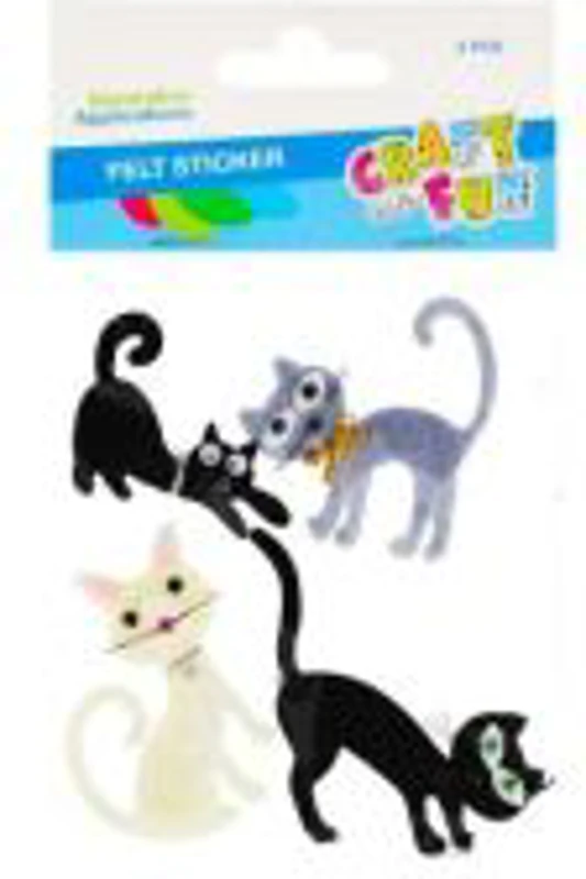 Sticker fetru pisicute, Craft with Fun, 480890, set 4 buc