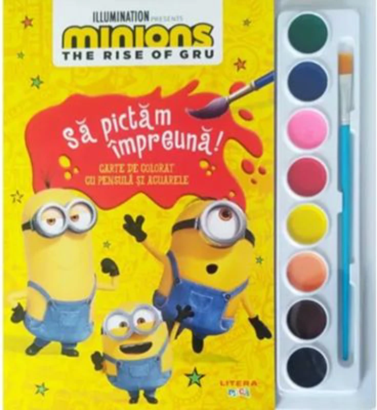 Minions. The Rise of Gru. Sa pictam impreuna! Carte de colorat cu pensula si acuarele