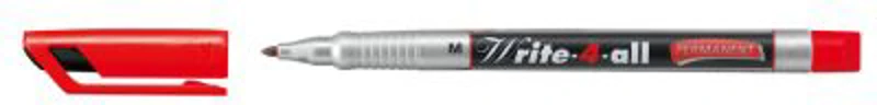 Marker permanent Stabilo Write-4-All, corp plastic, varf rotund, 1 mm, rosu