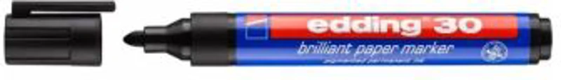 Marker permanent Edding 30, corp plastic, varf rotund, 1. 5-3 mm, negru