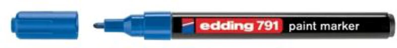Marker permanent Edding 791, cu vopsea, corp plastic, varf rotund, 1-2 mm, albastru