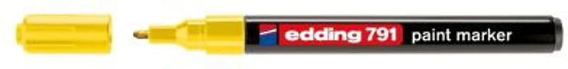 Marker permanent Edding 791, cu vopsea, corp plastic, varf rotund, 1-2 mm, galben