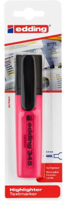 Textmarker Edding 345, varf retezat, 2-5 mm, roz, blister