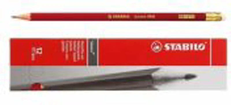 Creion grafit Stabilo Swano 4906, mina HB, cu radiera, rosu, ascutit, 12 buc.