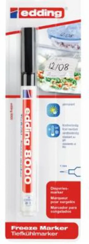 Marker rezistent la congelator Edding 8000, corp plastic, varf rotund, 1 mm, negru