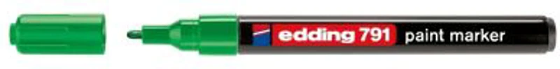 Marker permanent Edding 791, cu vopsea, corp plastic, varf rotund, 1-2 mm, verde