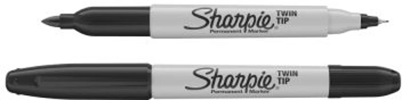 Marker permanent Papermate Sharpie cu doua capete, 0. 5 mm si 1 mm, negru