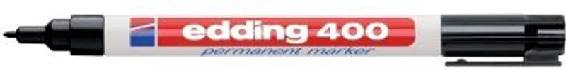 Marker permanent Edding 400, corp plastic, varf rotund, 1 mm, negru